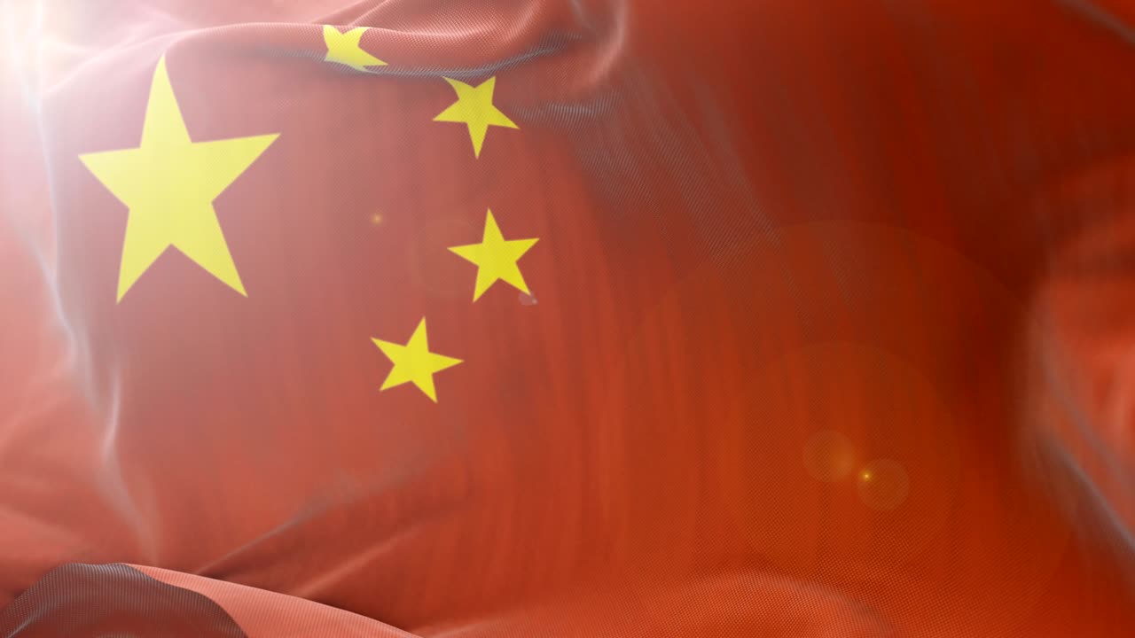 la bandera de china se agita lentamente. se agita la bandera de cerca. un bucle sin costuras