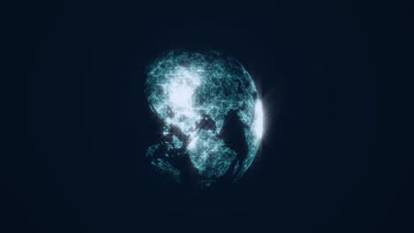 earth hologram rotating with plexus. virtual digital planet earth on dark background. 4k