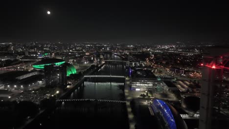 aerial night view of glasgow, scotland