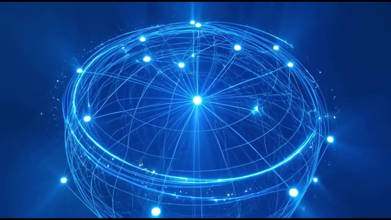 Digital Globe Network Animation with Glowing Data Connections