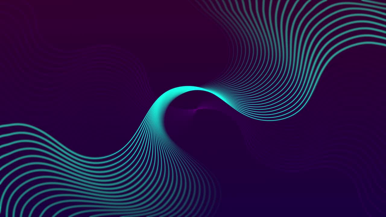 Abstract Glowing Wavy Lines Moving on Dark Background