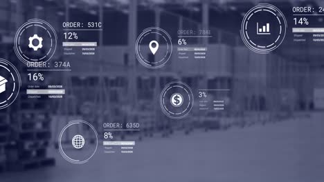 animación de iconos con procesamiento de datos sobre el almacén