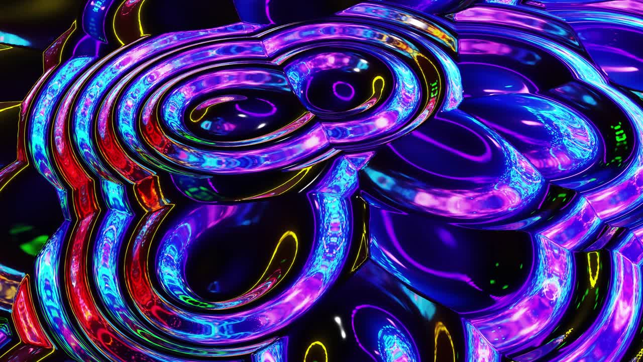Liquid pattern like waves in looped motion. 3D stylish abstract iridescent bg of wavy surface like brilliant liquid glass with rainbow beautiful gradient colors. 4k trendy colorful fluid animation.
