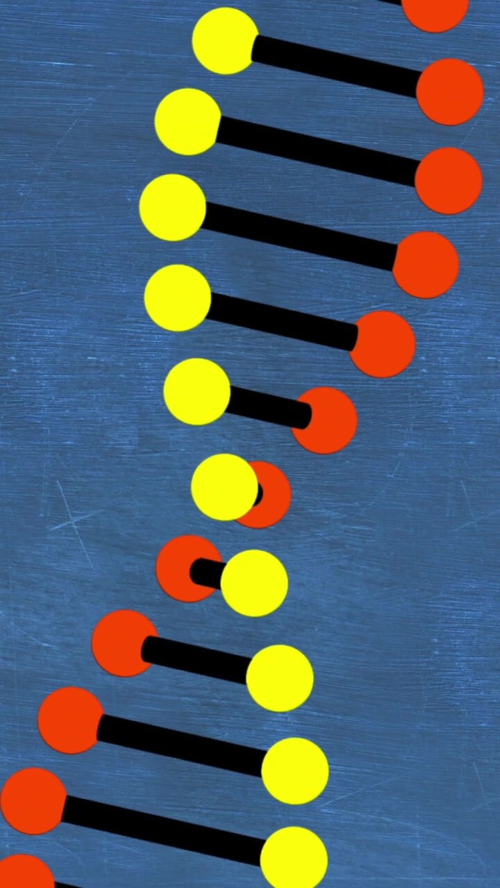 Animation of dna strand spinning on blue background