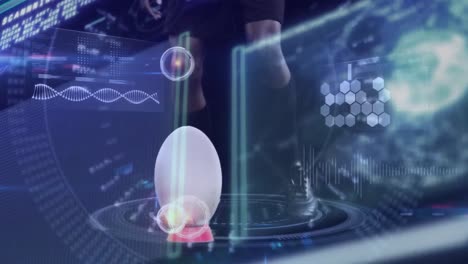 animation of interface processing data over rugby player kicking ball