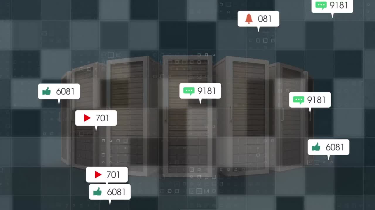 서버를 통해 소셜 미디어 아이콘과 숫자의 애니메이션