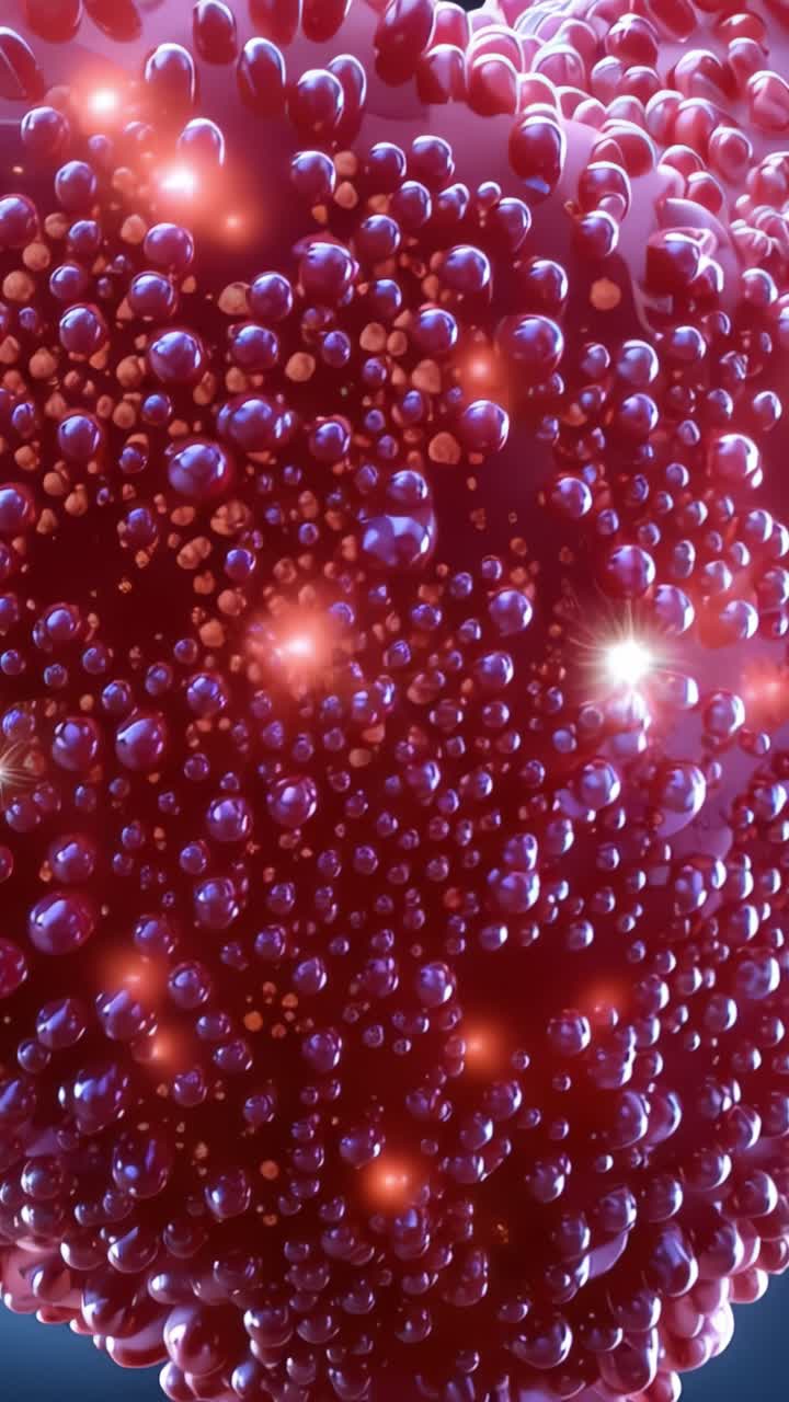 A Captivating Visualization of a Heart Shaped Structure Abundant in Glimmering Droplets, Showcasing the Intricacies of Bio-Molecular Design and Coloration