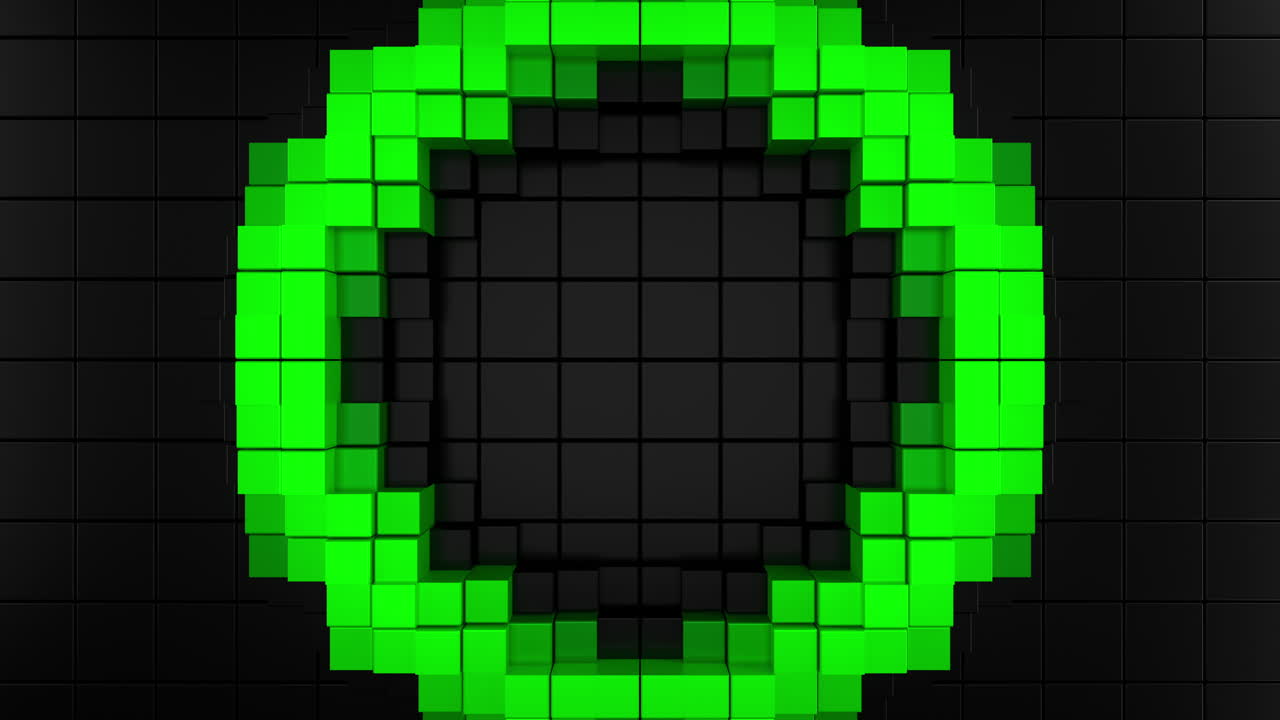 Green Futuristic Neon Ring Abstract Seamless 3D Loop Animation. 3D rendering