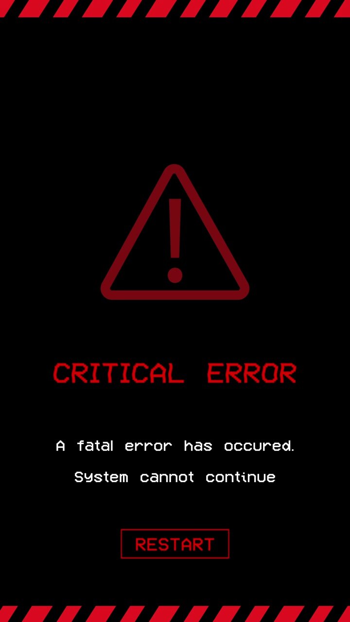 Digital Critical Error Message on Black Screen