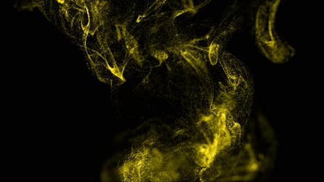 4k luminous particles move in liquid flow and stumble upon a force field in the center of frame pushing apart particles, place for text or a logo. luma matte as alpha channel. yellow