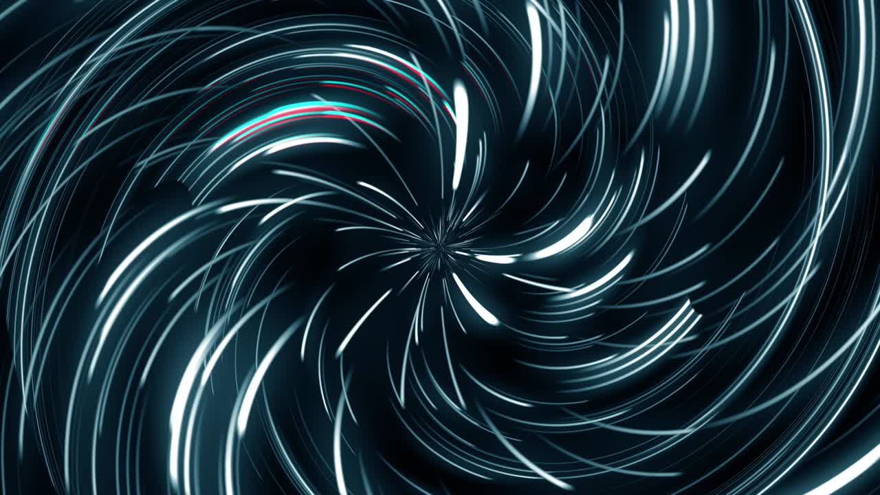 animación en bucle. línea radial de movimiento aleatorio desde el centro del túnel en espiral