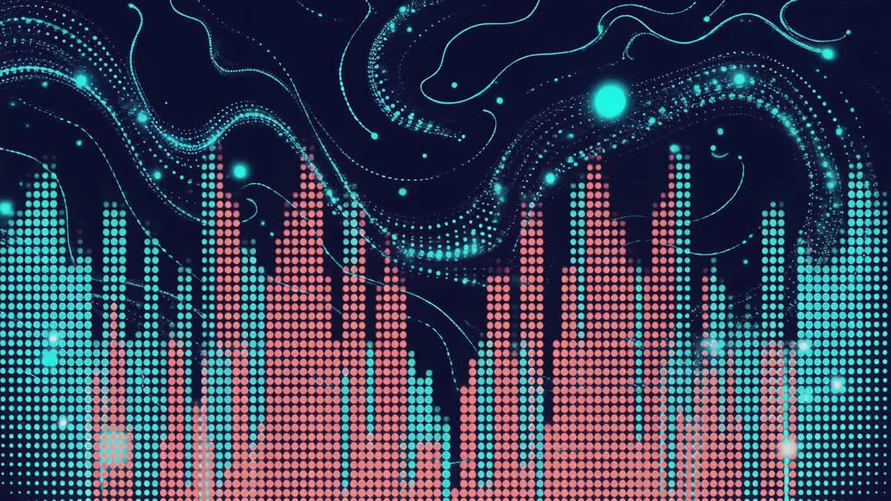 Abstract Digital Equalizer with Flowing Lines and Dots