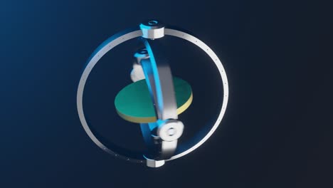 3d animation showing a 3 axis gymbal gyroscope working