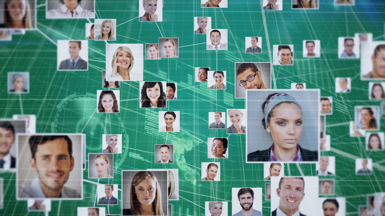 el globo digital con iconos de perfil representa las redes globales y los negocios.