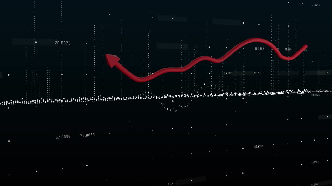 Animation of statistical data processing against black background