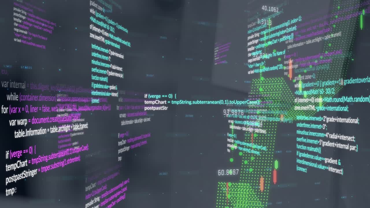 animatie van de verwerking van financiële gegevens over het stadsbeeld