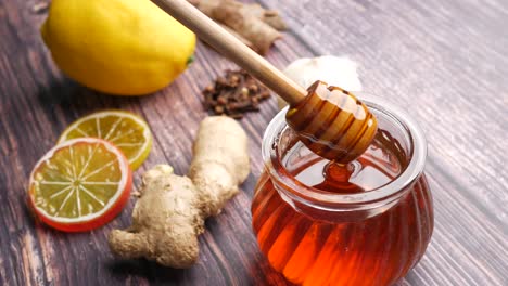 honey with lemon, ginger, and spices for cold relief