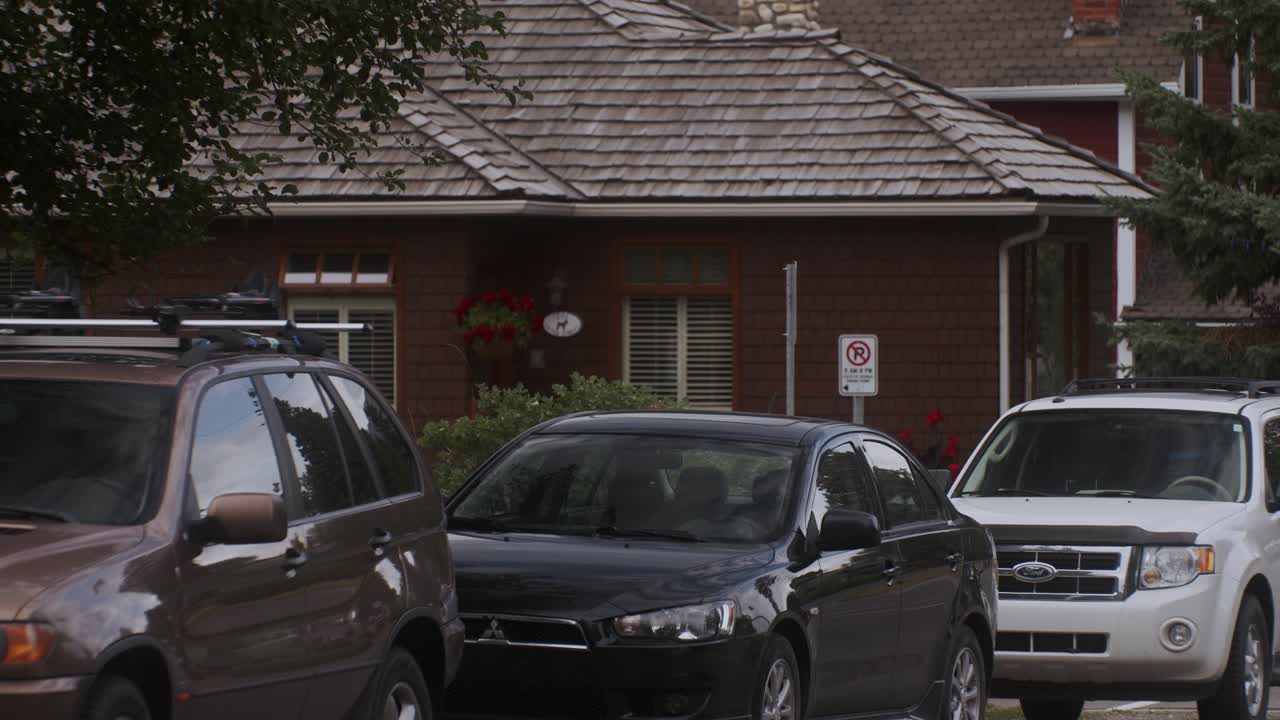 Parked cars in a residential street