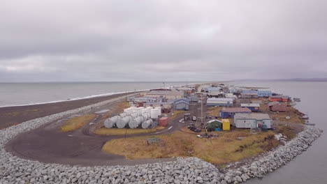 aerial shot of kivalina, alaska. fly over