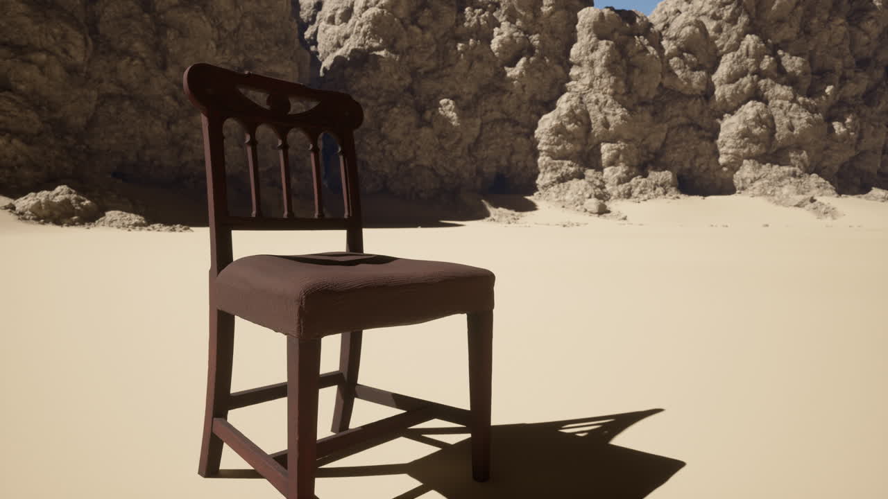 사막 풍경 의 외로운 의자