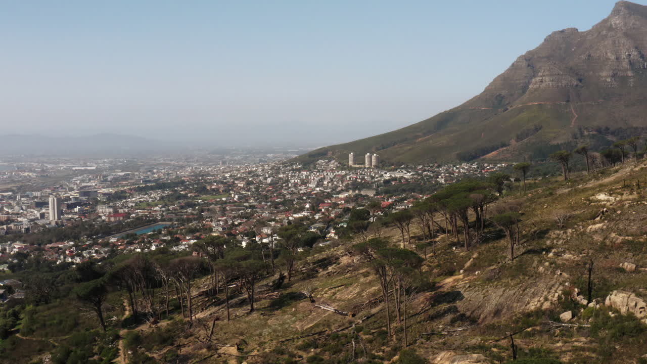 Drone Shot on the slopes of Table Mountain in Cape Town, South Africa