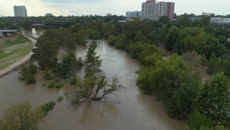 antena de fuertes inundaciones en houston, texas después del huracán harvey