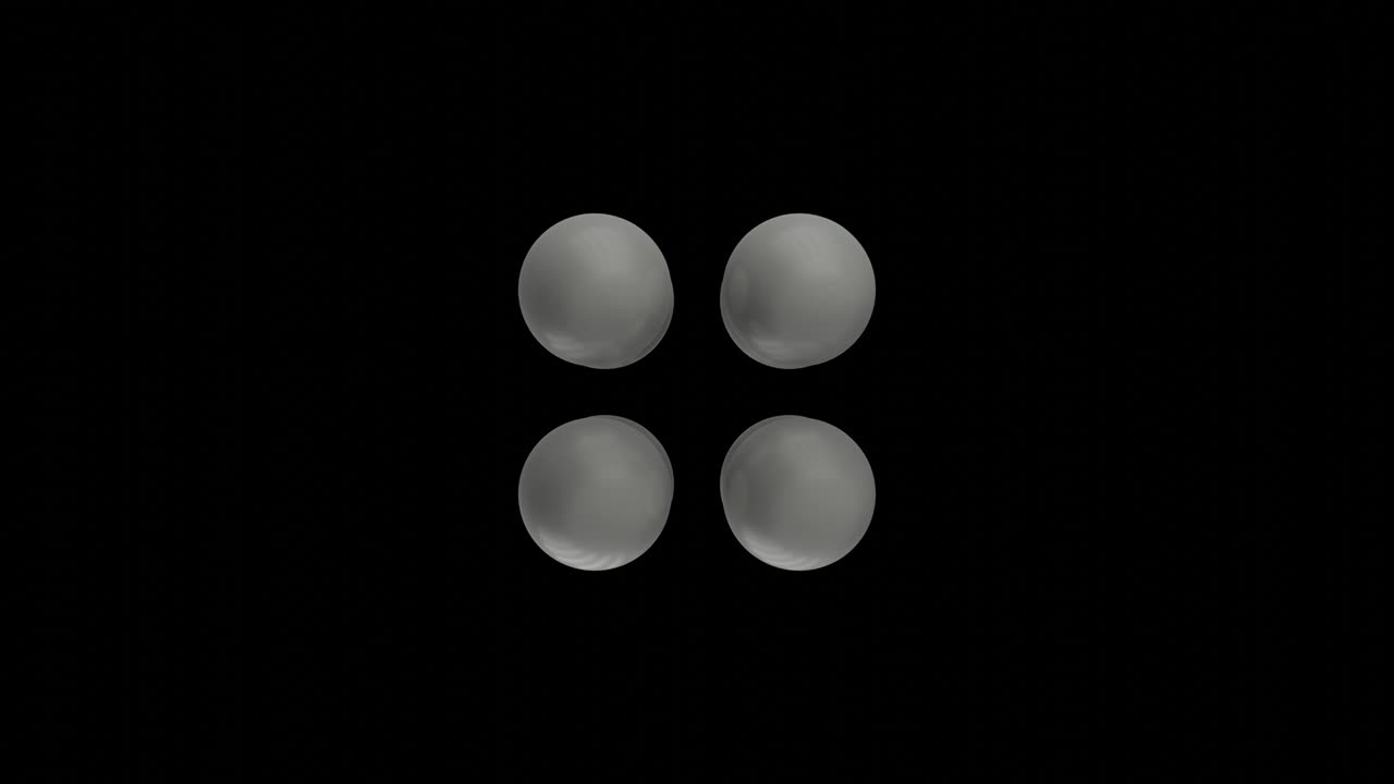 bolas 3d blancas abstractas que se mueven en un espacio negro. bucle sin costuras creativo objeto gráfico de movimiento renderizado en 3d