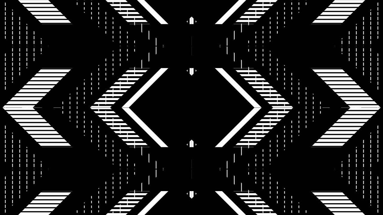 Loop dinamico con motivo geometrico in bianco e nero che si espande e si contrae