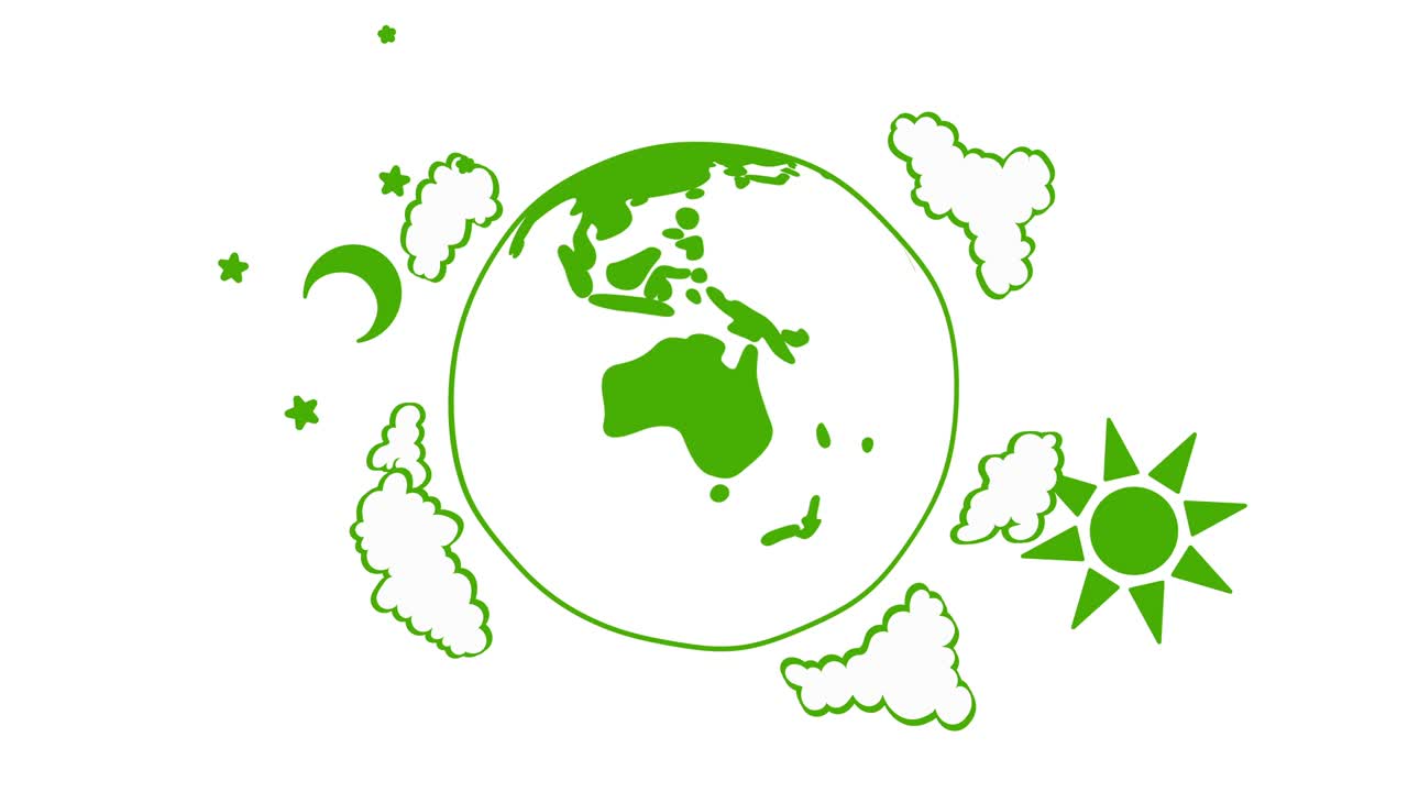 Illustrazione della rotazione della terra e delle nuvole [loop]