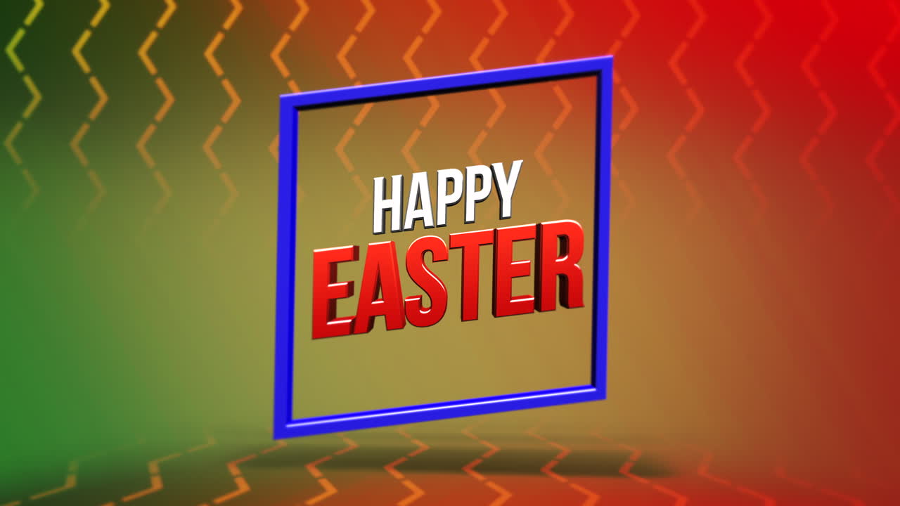 Colorful easter frame with diagonal Happy Easter text on abstract background