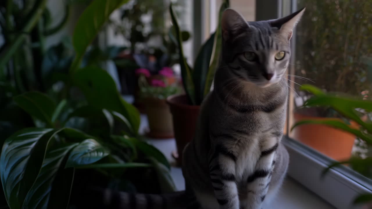 Cat sitting by the window
