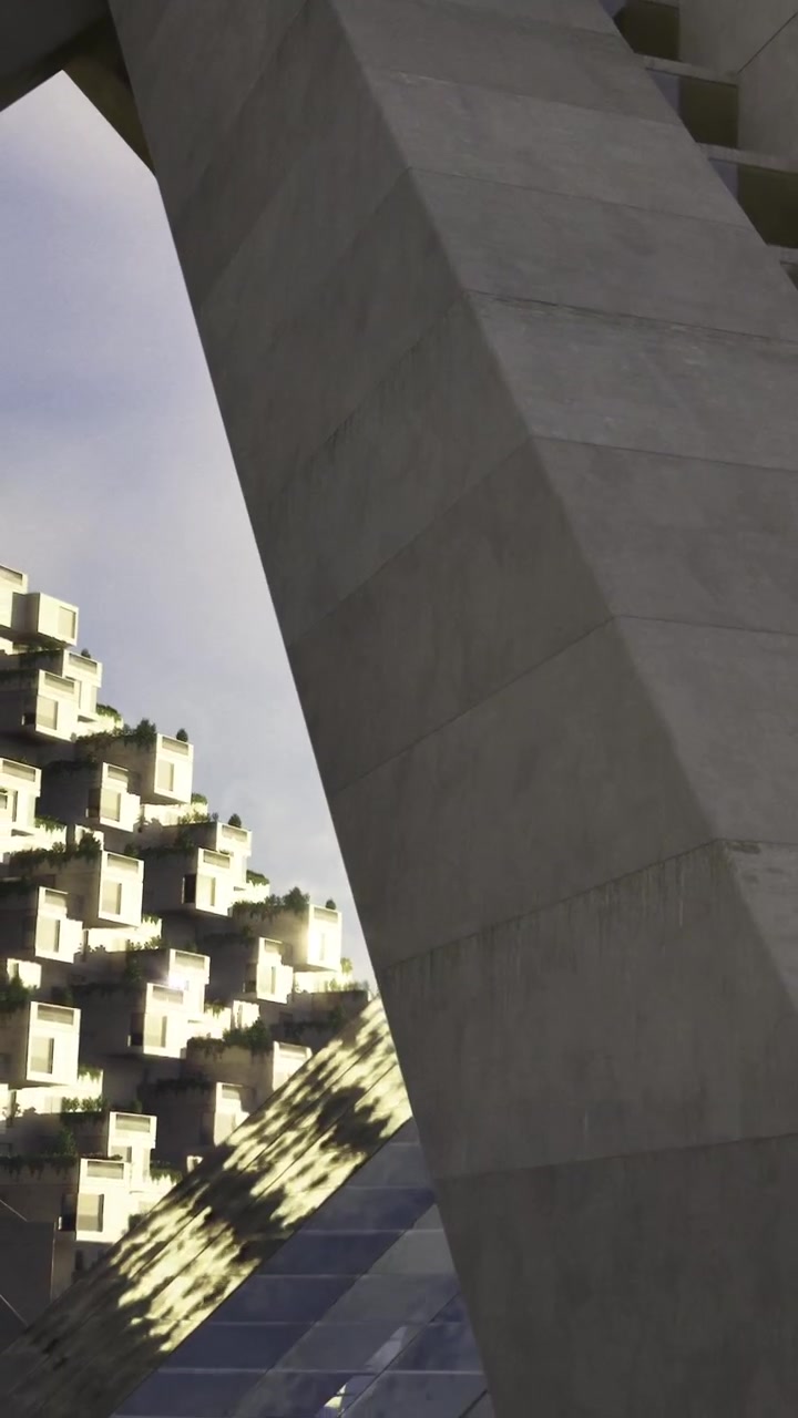 Architettura moderna con forme angolari e un design edilizio unico