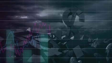 Animación-Del-Procesamiento-De-Datos-Sobre-Símbolos-De-Dólares-Rotos-Y-Nubes-Oscuras