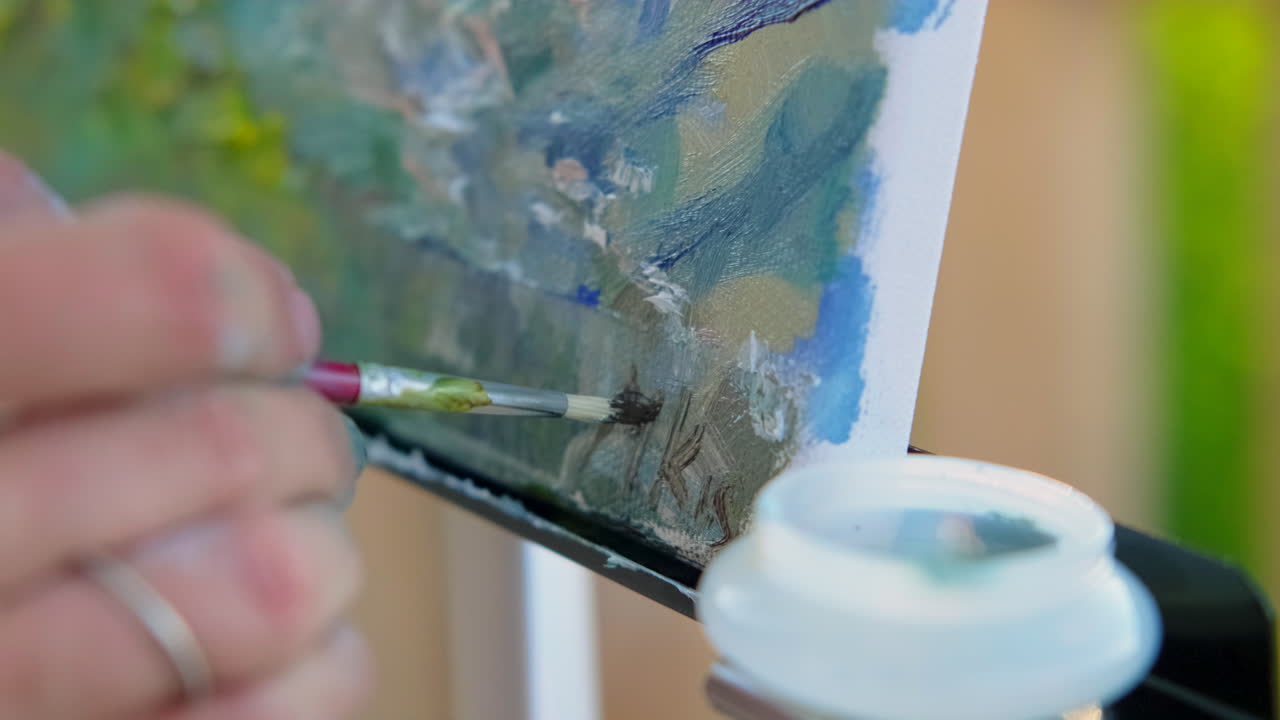 pintura de artista con pinturas al óleo