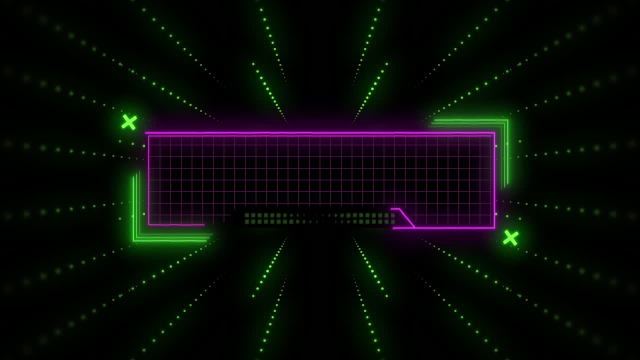 화려한 네온 스크린과 눈에 띄는 선 미래의 배경