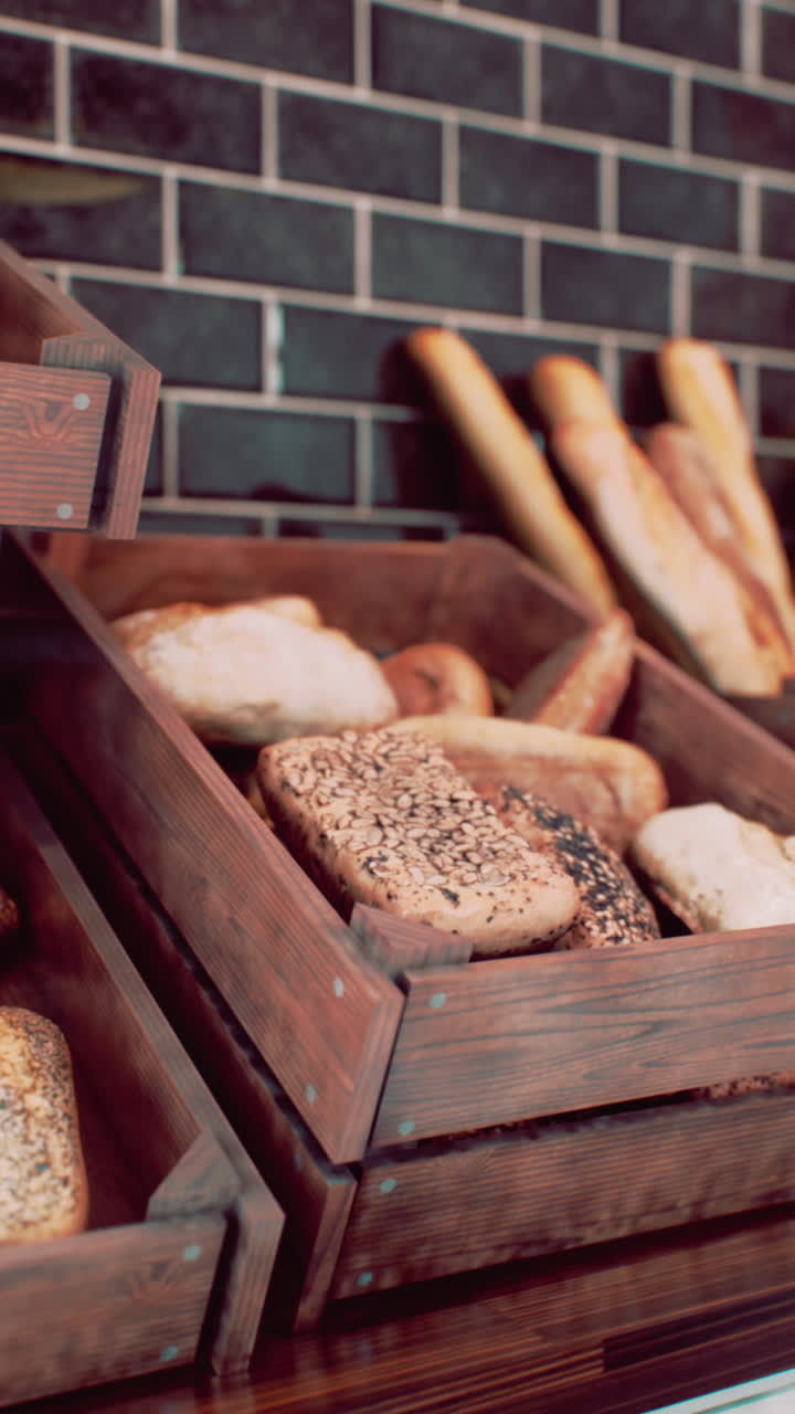 variedad de panes en cajas de madera