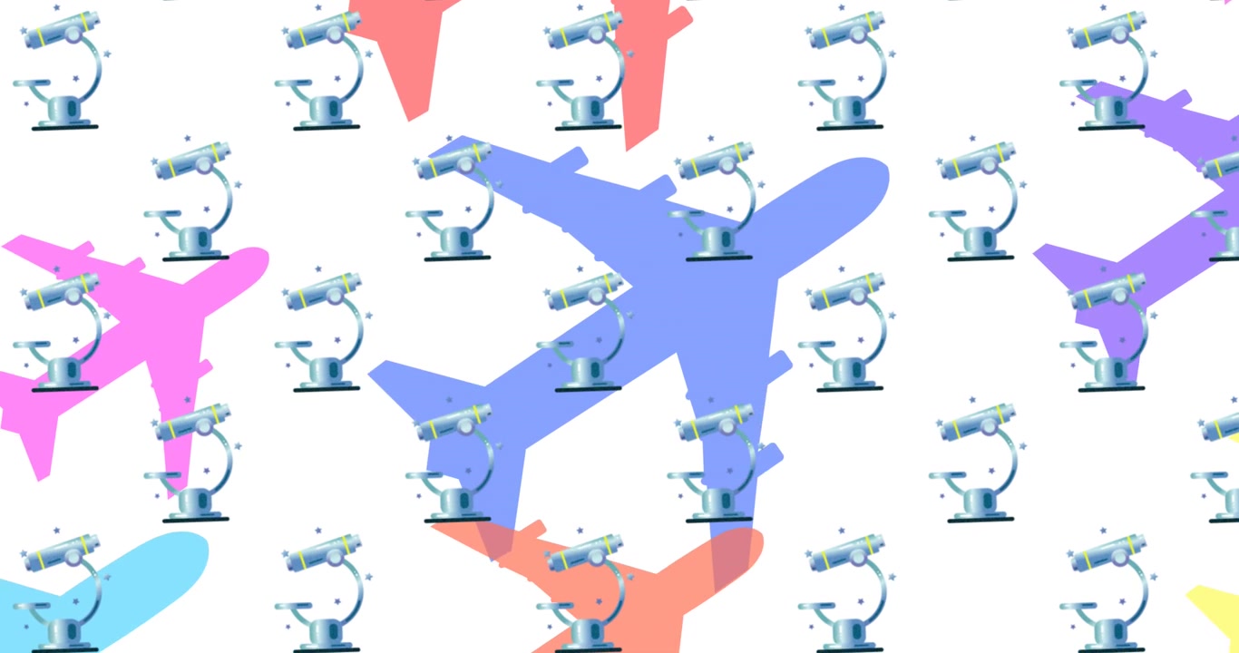 Animação de microscópios sobre aviões.