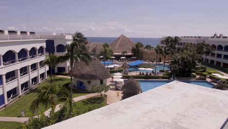 a panning landscape shot of a mexican resort plaza