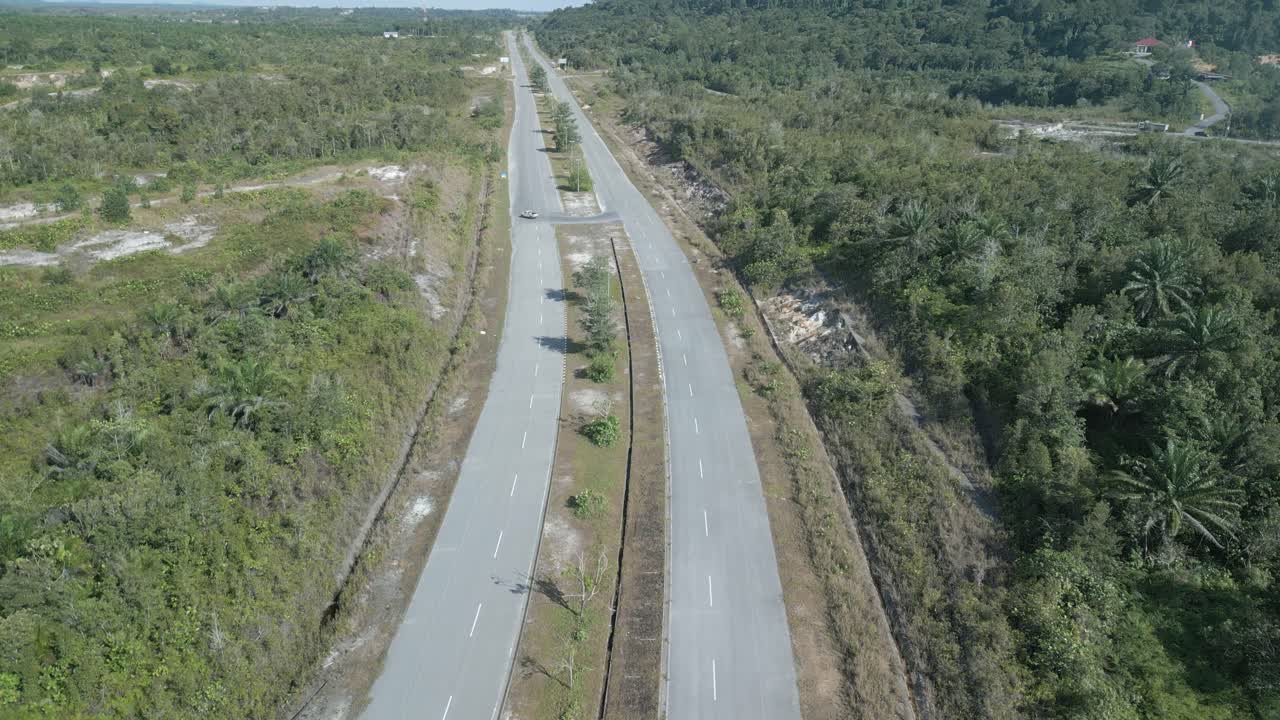 Beautiful Aerial Drone View At Matang Fac Highway This Road Lead to Sempadi Costal Road,Facing Green Forest And Mount Serapi Kuching,Borneo