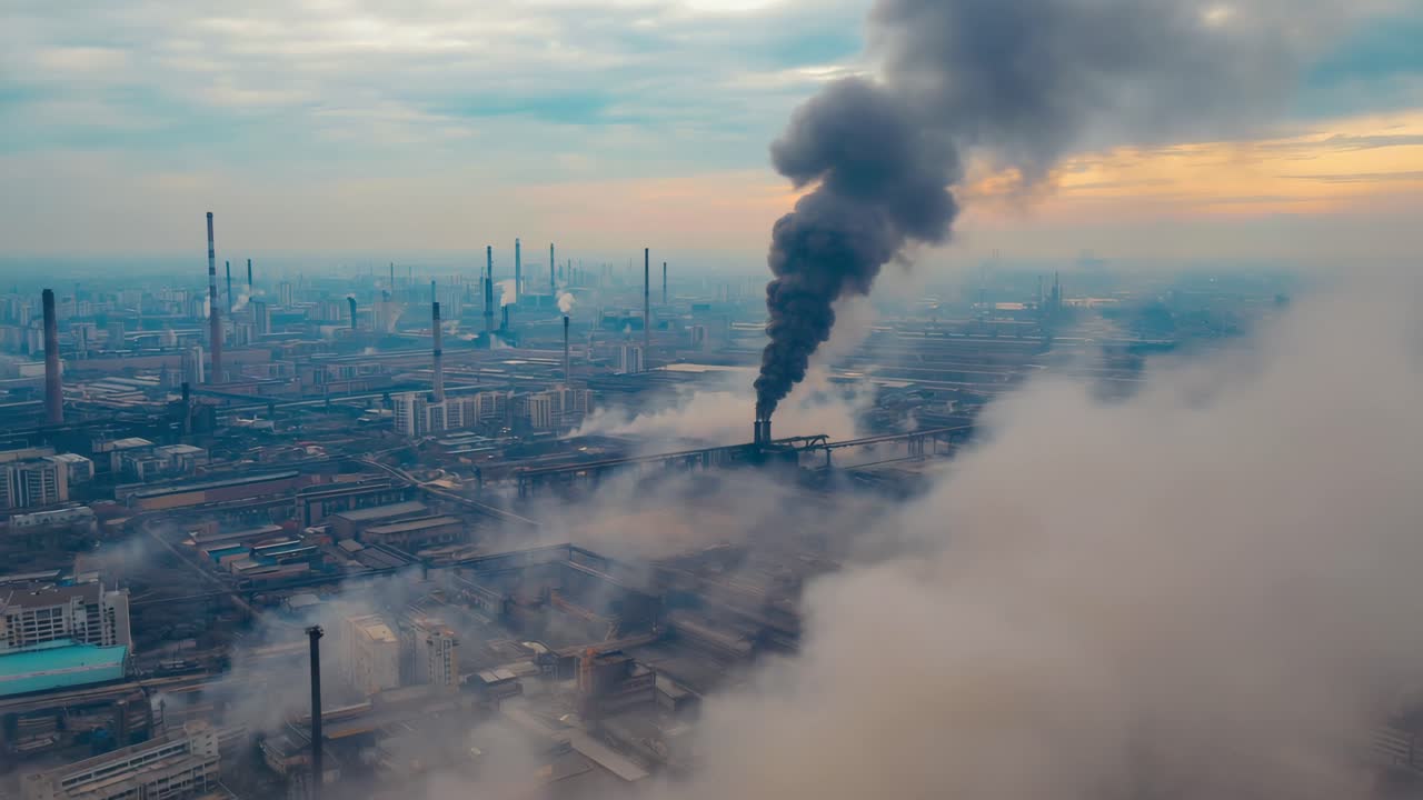 Aerial View of Industrial Pollution