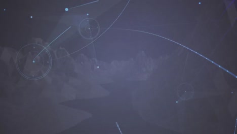 animación de la red de conexiones sobre las montañas