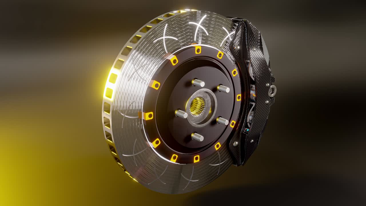 тормозный диск и черный калипер из углеродного волокна