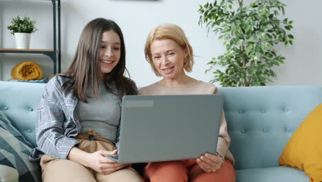 teenage girl and grandmother on video call