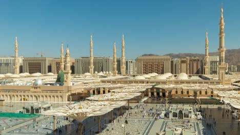 daytime time-lapse looking over the al masjid al abawi mosque in medina