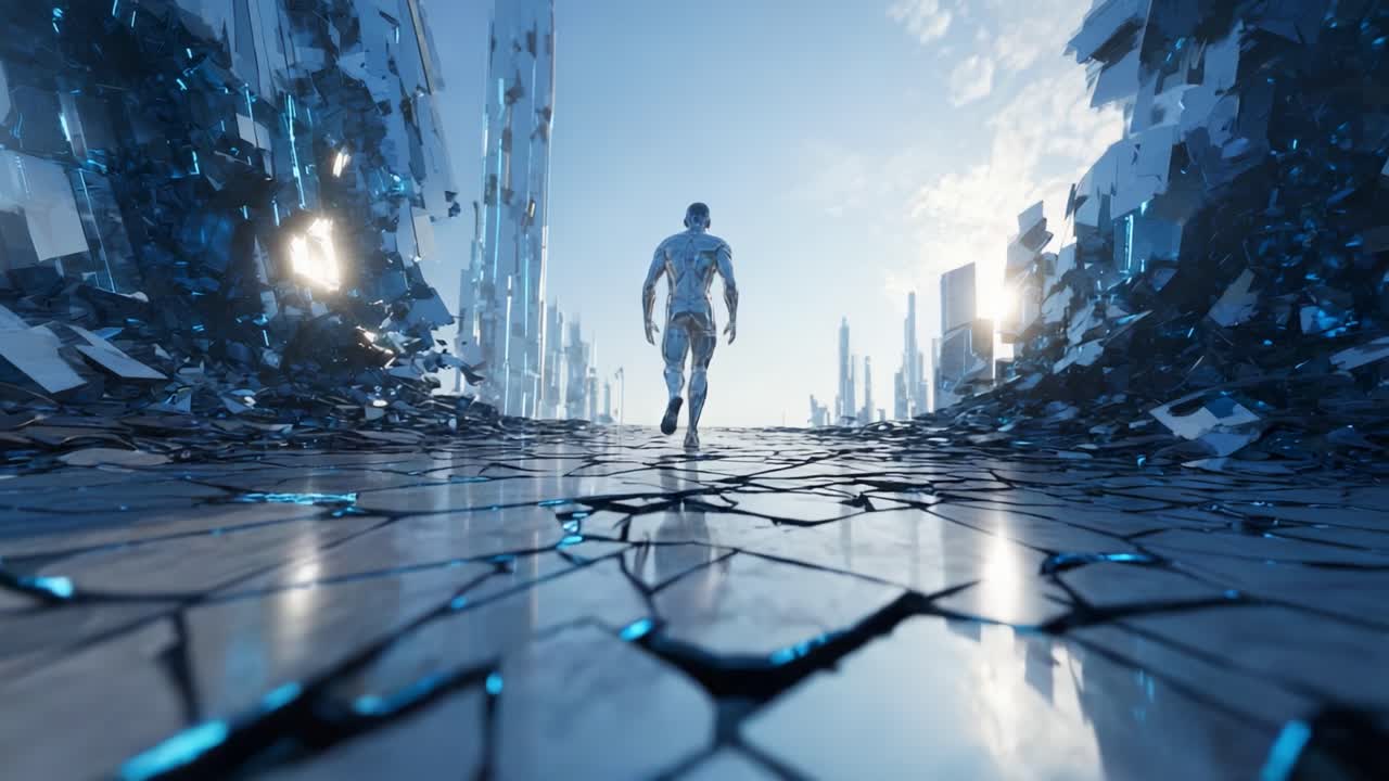 Futuristic Robot in a Cyberpunk Cityscape