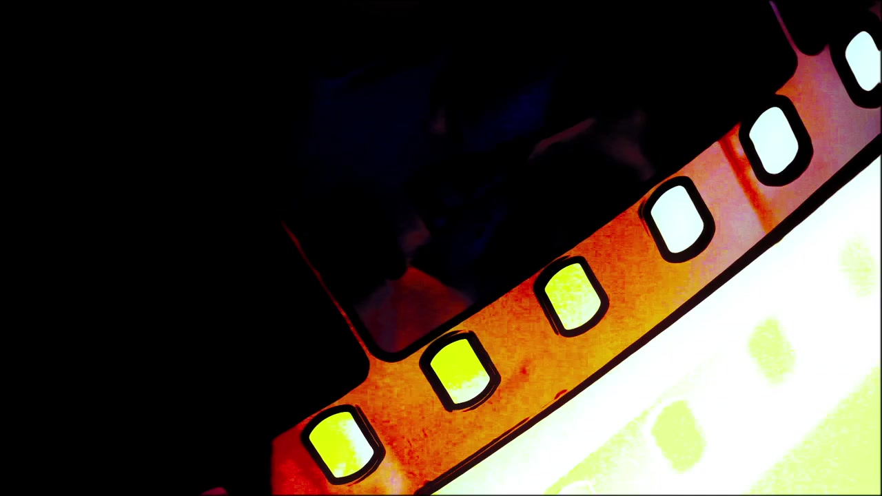 Vintage Film Strip Transition with Yellow and Red Colors