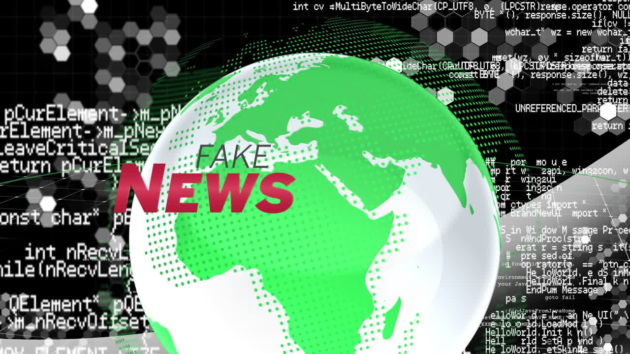 animación del procesamiento de datos y globo sobre fondo negro