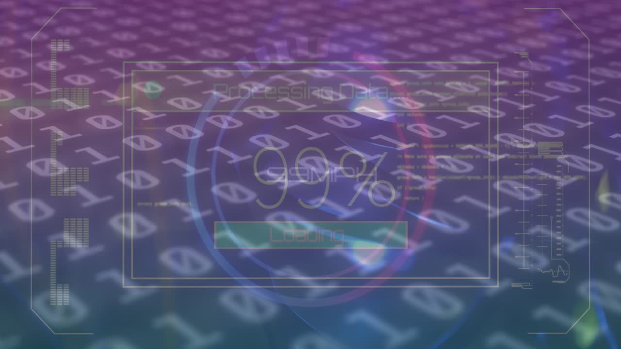 Animation of numbers, scope and data processing over binary coding