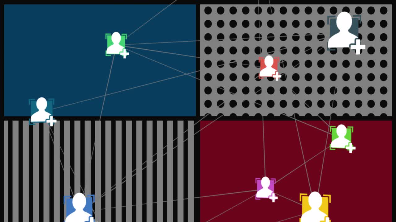 Animation of media icons over shapes