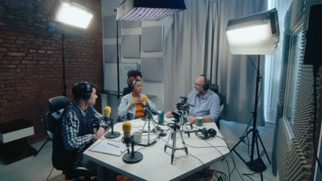 podcast recording in a studio